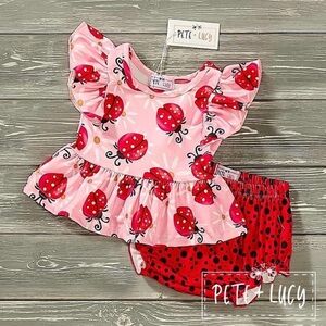 Pete + Lucy Pink Ladybug Outfit